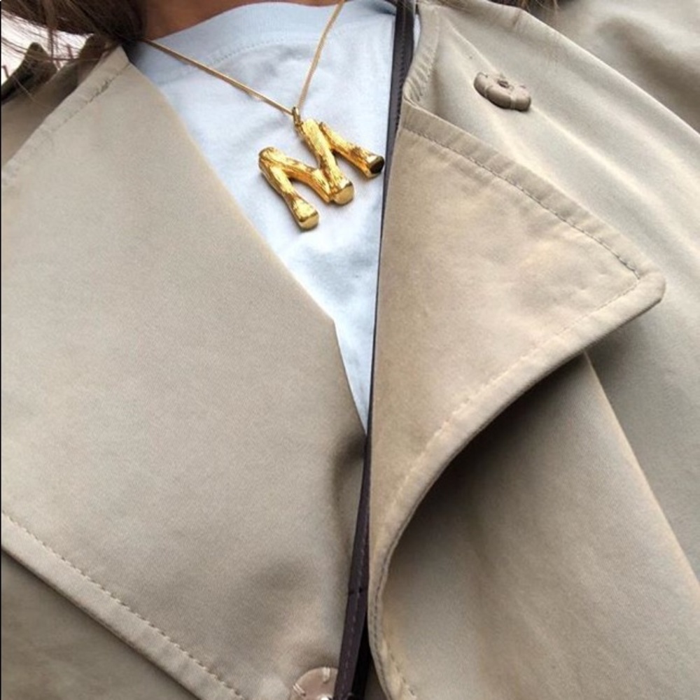 NEW Monogram brass bamboo necklace “M”